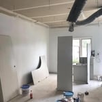 This is the main waiting room in the doctors office. Before we laid the foam flooring down