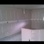 Hang new Drywall tape mud spray texture