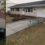 Window/shutter installation, windows and garage wrapped with coil stock.