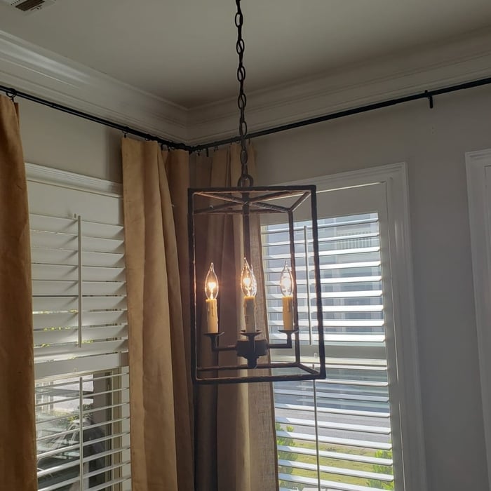 Chandelier hung in the dining room