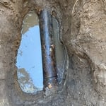 Cutting the 4” cast iron pipe