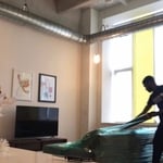 Wrapping couch in one of the apartments