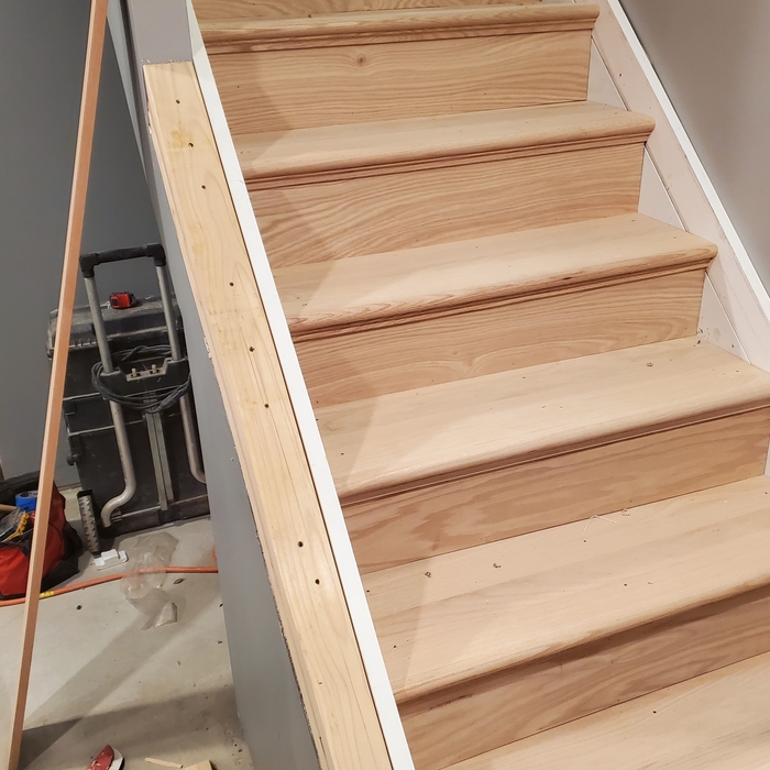 Stair treads and risers installed