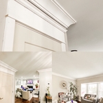 Living room crown moulding & downstairs 3 panel craftsman sold core door.
