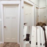 Up stairs master bedroom and children's bedrooms trim and 3 panel solid core doors.