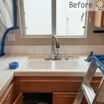 The old stained sink and faucet had to go.