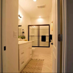 Vanity lighting, fan, can lights, gfci receptacle and switches.