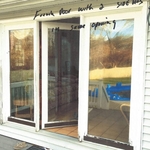 Outside of French patio doors. Pre Install