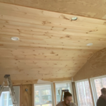 Tongue and groove pine ceiling