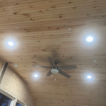Tongue and groove pine ceiling