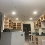 4 new LED lights added to an existing kitchen that already had the drywall installed