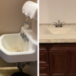 Before and after of sink.