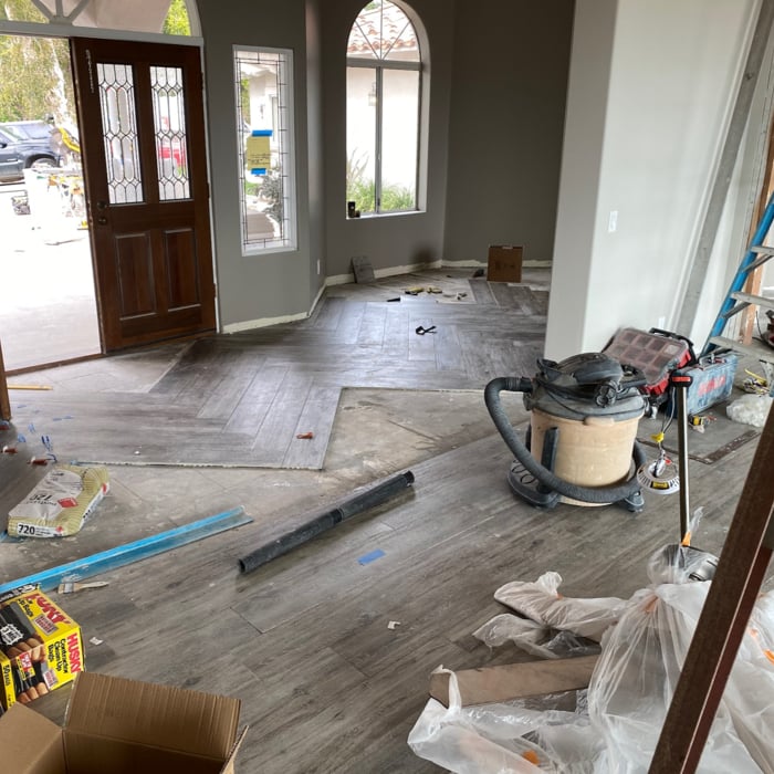 Another perspective of the harringbone entryway
