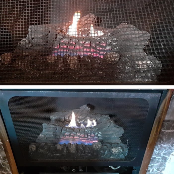Clean firebox, fresh flames, and over all healthy unit