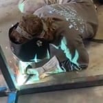Welding the legs on it.