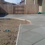 Concrete patio installed/ Custom diamond cuts