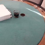 Re-felt damaged poker table