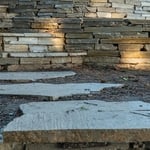 step stones and amazing natural stone terraced walls and curved steps