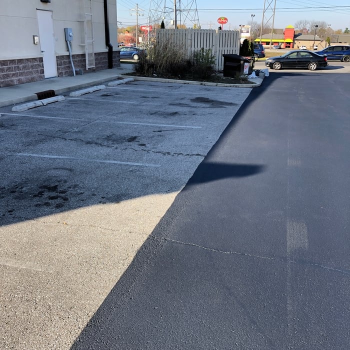 This is the borderline between the lot that gets seal coated and not