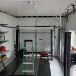 Garage door 8'x7' before high lift installation.