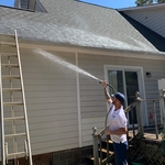Roof cleaning and house wash all with low pressure, one happy customer