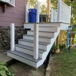 Stairs for a deck and cement pad