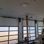Inside, doors lifted as close to the ceiling as possible.