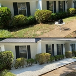 & tilled the grass with the tiller & trim hedges & Shurbs & also added steel landscape edging & white marble rocks
