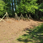 Setting fence post in concrete to cure