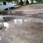 Permeable patio - walkway - stairway - landing - retaining wall transition.