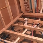 Making new wall, floor, water lines and plumbing