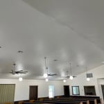 Neat (and flush), hardly noticeable in-ceiling speakers in the sanctuary