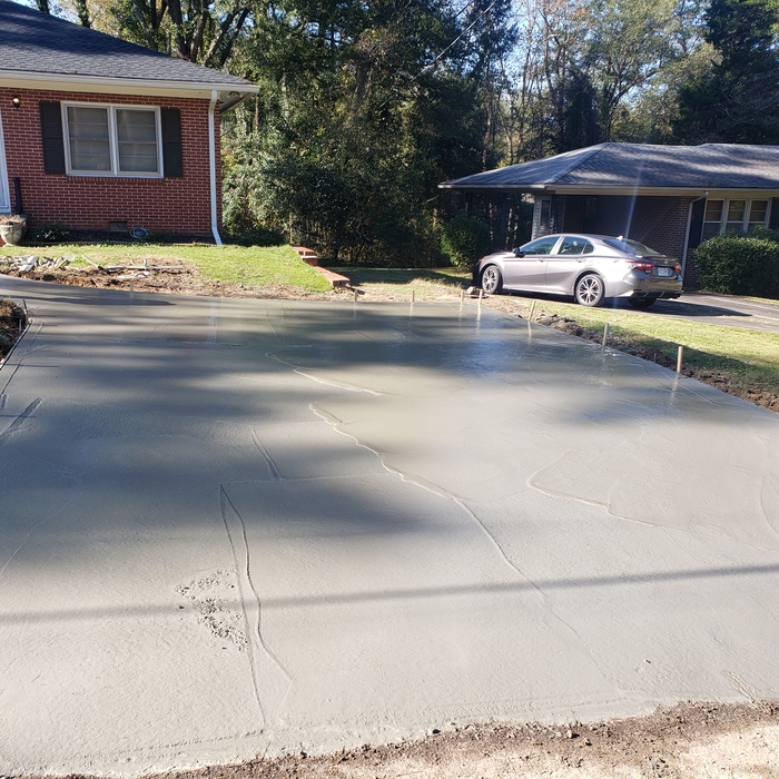 Concrete driveway and grading