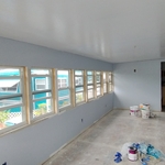 No corner bead on windows at home owners request.Same on the door and the single window