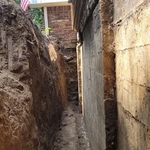 Foundation excavation to fix bowing foundation walls