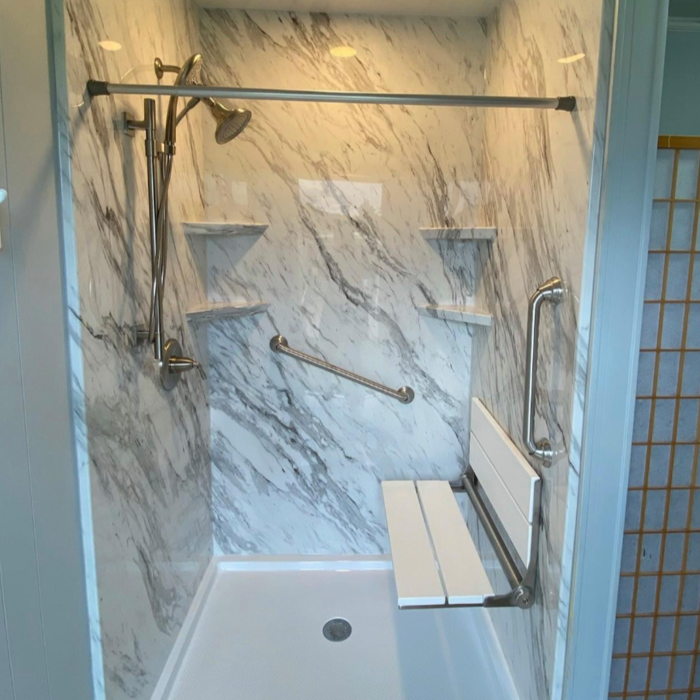 Beautiful Maintenance Free Acrylic shower with fold down seat