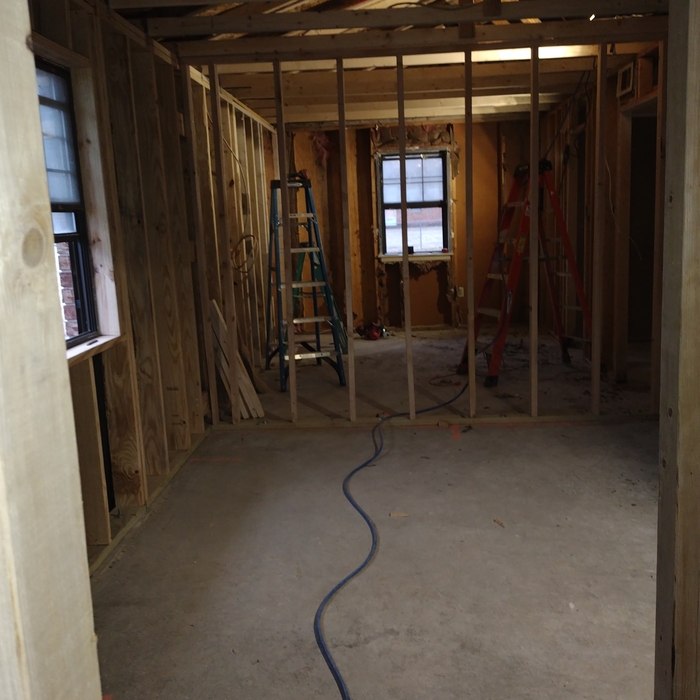 Framing up house from inside