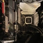 New motherboard with graphics card, Wi-Fi card and cpu/cooler installed.