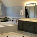 After Picture. New bathroom cabinets installed.