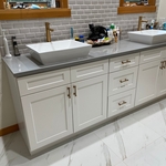 Clean bathroom counters and sinks.
