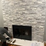 Fireplace upgrade with white stone