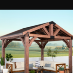 Custom 12x12 cedar gazebo with metal roof.