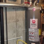 Rheem 40 gal water heater with expansion tank.