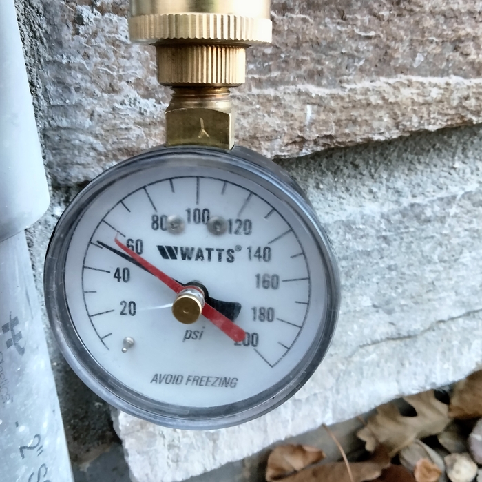 Water pressure after regulator is installed. Pressure can be adjusted for comfort.