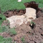 Water filling the hole
