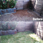 Before and after Sod work.