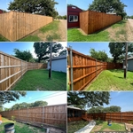 Before and after fence stain (natural cedar color)