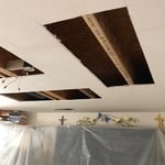 Water damaged Sheetrock removed