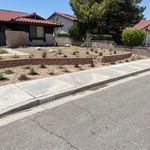 Landscape installation featuring turf. Pavers. Windsor walls and are famous flagstone patios