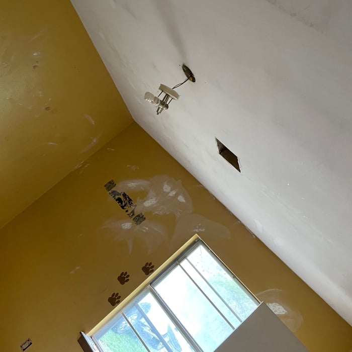 Popcorn Ceiling to Texture + Wall Repairs on Rental Home.